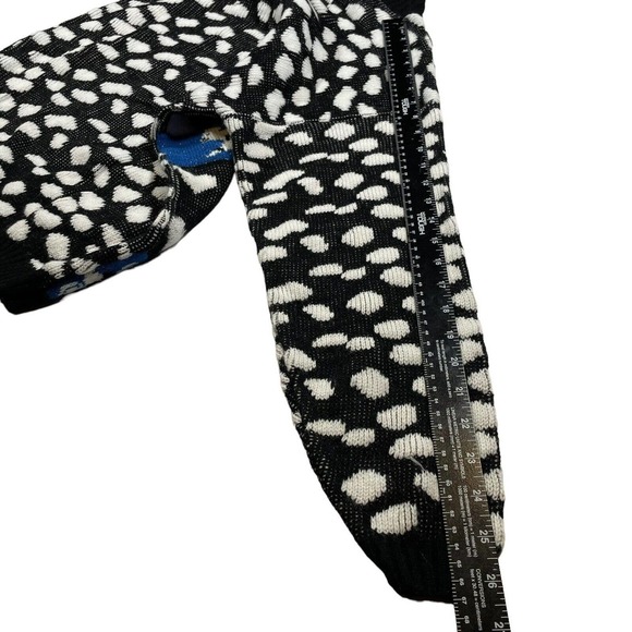 Vintage Abstract Design Sweater Pullover Blue Black 90s USA Knit Large Dog Heart - Picture 7 of 7